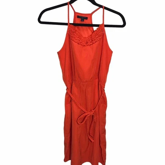 Banana Republic Factory | Dresses | Banana Republic Women Halter Sleeveless  Lava Orange Belted Midi Dress Petite 0p | Poshmark
